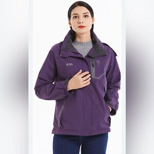 *NEW* Diamond Candy Women's Waterproof Lightweight Hooded Rain Jacket purple XL